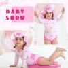 imageInfant Baby Swimsuit Girl Long Sleeve UPF 50 Sun Protection OnePiece Rash Guard with Hat Zipper Bathing SuitPink Bow