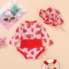 imageInfant Baby Swimsuit Girl Long Sleeve UPF 50 Sun Protection OnePiece Rash Guard with Hat Zipper Bathing SuitWatermelon