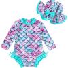 imageInfant Baby Swimsuit Girl Long Sleeve UPF 50 Sun Protection OnePiece Rash Guard with Hat Zipper Bathing SuitMermaid