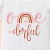 imageYOUNGER TREE Baby Girl 1st Birthday Outfit  My First Birthday Romper ampamp Flared PantsOnederfulrainbow