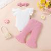 imageYOUNGER TREE Baby Girl 1st Birthday Outfit  My First Birthday Romper ampamp Flared PantsOnederfulrainbow