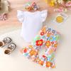 imageYOUNGER TREE Baby Girl 1st Birthday Outfit  My First Birthday Romper ampamp Flared PantsSmile One Flower