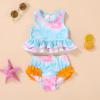 imageYOUNGER TREE Toddler Baby Girls Summer Swimsuit Sleeveless Striped Swimwear TwoPiece Suit Beach BikiniPink Tie Dye and Orange