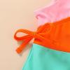 imageYOUNGER TREE Toddler Girl One Piece Swimsuit Color Block Stripe Swimwear Summer Beach Bathing Suit 12M5TPink Orange Green
