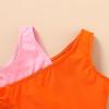 imageYOUNGER TREE Toddler Girl One Piece Swimsuit Color Block Stripe Swimwear Summer Beach Bathing Suit 12M5TPink Orange Green