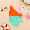 imageYOUNGER TREE Toddler Girl One Piece Swimsuit Color Block Stripe Swimwear Summer Beach Bathing Suit 12M5TPink Orange Green