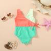 imageYOUNGER TREE Toddler Girl One Piece Swimsuit Color Block Stripe Swimwear Summer Beach Bathing Suit 12M5TPink Yellow Green