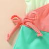 imageYOUNGER TREE Toddler Girl One Piece Swimsuit Color Block Stripe Swimwear Summer Beach Bathing Suit 12M5TPink Yellow Green