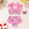 imageYOUNGER TREE Toddler Girls Two Pieces Swimsuit Color Block Stripe Swimwear Summer Beach Bathing Suit 18M5TPink Butterfly