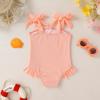 imageYOUNGER TREE Toddler Swimsuit Girl Color Block Stripe OnePiece Swimwear Baby Girl Bathing SuitsPeach Powder