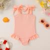 imageYOUNGER TREE Toddler Swimsuit Girl Color Block Stripe OnePiece Swimwear Baby Girl Bathing SuitsPeach Powder