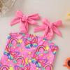 imageYOUNGER TREE Toddler Swimsuit Girl Color Block Stripe OnePiece Swimwear Baby Girl Bathing SuitsPink Butterfly