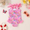 imageYOUNGER TREE Toddler Swimsuit Girl Color Block Stripe OnePiece Swimwear Baby Girl Bathing SuitsPink Butterfly