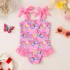 imageYOUNGER TREE Toddler Swimsuit Girl Color Block Stripe OnePiece Swimwear Baby Girl Bathing SuitsPink Butterfly