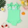 imageYOUNGER TREE Toddler Swimsuit Girl Color Block Stripe OnePiece Swimwear Baby Girl Bathing SuitsSolid Green