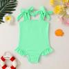 imageYOUNGER TREE Toddler Swimsuit Girl Color Block Stripe OnePiece Swimwear Baby Girl Bathing SuitsSolid Green