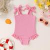 imageYOUNGER TREE Toddler Swimsuit Girl Color Block Stripe OnePiece Swimwear Baby Girl Bathing SuitsSolid Pink