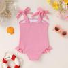 imageYOUNGER TREE Toddler Swimsuit Girl Color Block Stripe OnePiece Swimwear Baby Girl Bathing SuitsSolid Pink