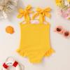 imageYOUNGER TREE Toddler Swimsuit Girl Color Block Stripe OnePiece Swimwear Baby Girl Bathing SuitsSolid Yellow