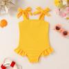 imageYOUNGER TREE Toddler Swimsuit Girl Color Block Stripe OnePiece Swimwear Baby Girl Bathing SuitsSolid Yellow