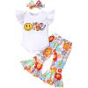 imageYOUNGER TREE Baby Girl 1st Birthday Outfit  My First Birthday Romper ampamp Flared PantsSmile One Flower