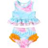imageYOUNGER TREE Toddler Baby Girls Summer Swimsuit Sleeveless Striped Swimwear TwoPiece Suit Beach BikiniPink Tie Dye and Orange
