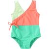 imageYOUNGER TREE Toddler Girl One Piece Swimsuit Color Block Stripe Swimwear Summer Beach Bathing Suit 12M5TPink Yellow Green