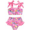imageYOUNGER TREE Toddler Girls Two Pieces Swimsuit Color Block Stripe Swimwear Summer Beach Bathing Suit 18M5TPink Butterfly