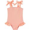 imageYOUNGER TREE Toddler Swimsuit Girl Color Block Stripe OnePiece Swimwear Baby Girl Bathing SuitsPeach Powder