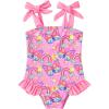 imageYOUNGER TREE Toddler Swimsuit Girl Color Block Stripe OnePiece Swimwear Baby Girl Bathing SuitsPink Butterfly