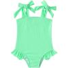 imageYOUNGER TREE Toddler Swimsuit Girl Color Block Stripe OnePiece Swimwear Baby Girl Bathing SuitsSolid Green