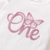 imageNewborn Baby Girls My 1st Birthday Dress Infant Shiny Printed Sequin Bowknot Tutu Princess DressPink Butterfly