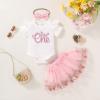 imageNewborn Baby Girls My 1st Birthday Dress Infant Shiny Printed Sequin Bowknot Tutu Princess DressPink Butterfly