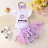 imageYOUNGER TREE Baby Girl 1st Birthday Outfits One Year Old Clothes Romper Tutu Cake Smash Skirt with Headband Baby Girl GiftsChocolate Doughnut One