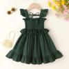 imageYOUNGER TREE Toddler Dress Baby Girls Cotton Ruffle Sleeveless Summer Dresses Kids Boho Beach Casual SundressDark Green Dress