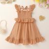 imageYOUNGER TREE Toddler Dress Baby Girls Cotton Ruffle Sleeveless Summer Dresses Kids Boho Beach Casual SundressLight Brown Dress