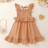 imageYOUNGER TREE Toddler Dress Baby Girls Cotton Ruffle Sleeveless Summer Dresses Kids Boho Beach Casual SundressLight Brown Dress