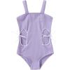 imageGirls Swimsuit One Piece Bathing Suit Adjustable Straps Solid Color Cut Out Butterfly Girls Swimwear for 714YPuple and Butterfly