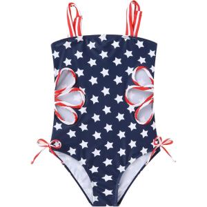 imageGirls Swimsuit One Piece Bathing Suit Adjustable Straps Solid Color Cut Out Butterfly Girls Swimwear for 714YIndependence Day