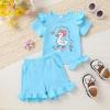 imageYOUNGER TREE Baby Girl Clothes Cartoon TShirt Shorts Set Toddler Summer OutfitsBlue Goose