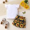 imageYOUNGER TREE Toddler Baby Girl Clothes Ruffle Short Sleeves TShirt Tops and Shorts Set Cute Summer OutfitsBlack Sunflower