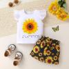 imageYOUNGER TREE Toddler Baby Girl Clothes Ruffle Short Sleeves TShirt Tops and Shorts Set Cute Summer OutfitsBlack Sunflower