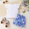 imageYOUNGER TREE Toddler Baby Girl Clothes Ruffle Short Sleeves TShirt Tops and Shorts Set Cute Summer OutfitsBlue Bee