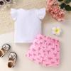 imageYOUNGER TREE Toddler Baby Girl Clothes Ruffle Short Sleeves TShirt Tops and Shorts Set Cute Summer OutfitsPink Bow