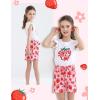 imageYOUNGER TREE Toddler Baby Girl Clothes Ruffle Short Sleeves TShirt Tops and Shorts Set Cute Summer OutfitsRed Strawberry