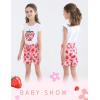 imageYOUNGER TREE Toddler Baby Girl Clothes Ruffle Short Sleeves TShirt Tops and Shorts Set Cute Summer OutfitsRed Strawberry