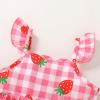 imageYOUNGER TREE Toddler Baby Girl Clothes Ruffle Sleeveless Strap Dress Tank Shorts Set Summer Outfits With BagCheck and Strawberry