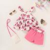 imageYOUNGER TREE Toddler Baby Girl Clothes Ruffle Sleeveless Strap Dress Tank Shorts Set Summer Outfits With BagPink Butterfly Bow