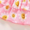 imageYOUNGER TREE Toddler Baby Girl Clothes Ruffle Sleeveless Strap Dress Tank Shorts Set Summer Outfits With BagPink Smile Face Flower