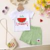 imageYOUNGER TREE Toddler Baby Girl Clothes Watermelon Summer Outfits Kids Sleeve TShirt Tops Shorts SetsGreen and Watermelon